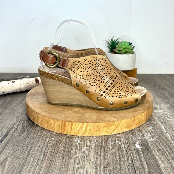 Pikolinos | Benissa Perforated Leather Wedge Peep Toe Sling Back Sandals Size 39 - Picture 4 of 12